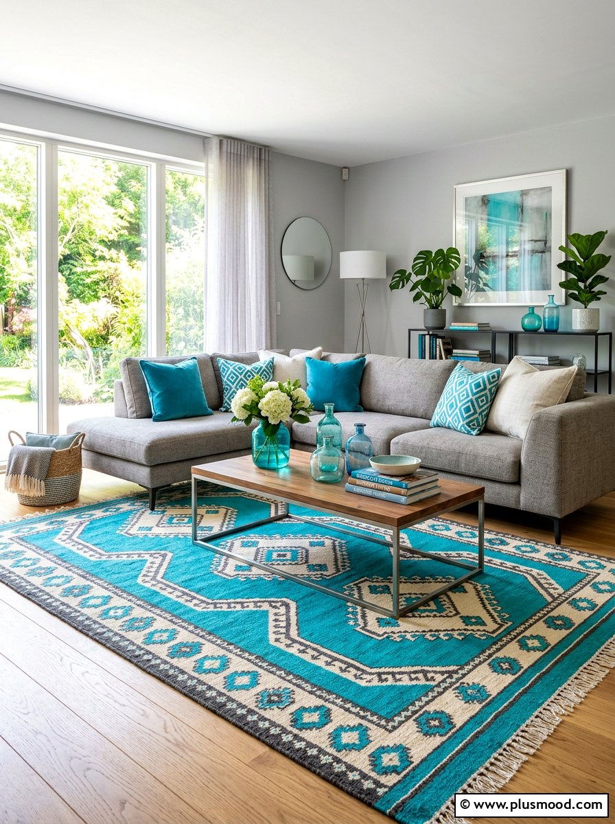 Patterned Rug For Gray Living Room - 25 summer decor ideas for gray living room