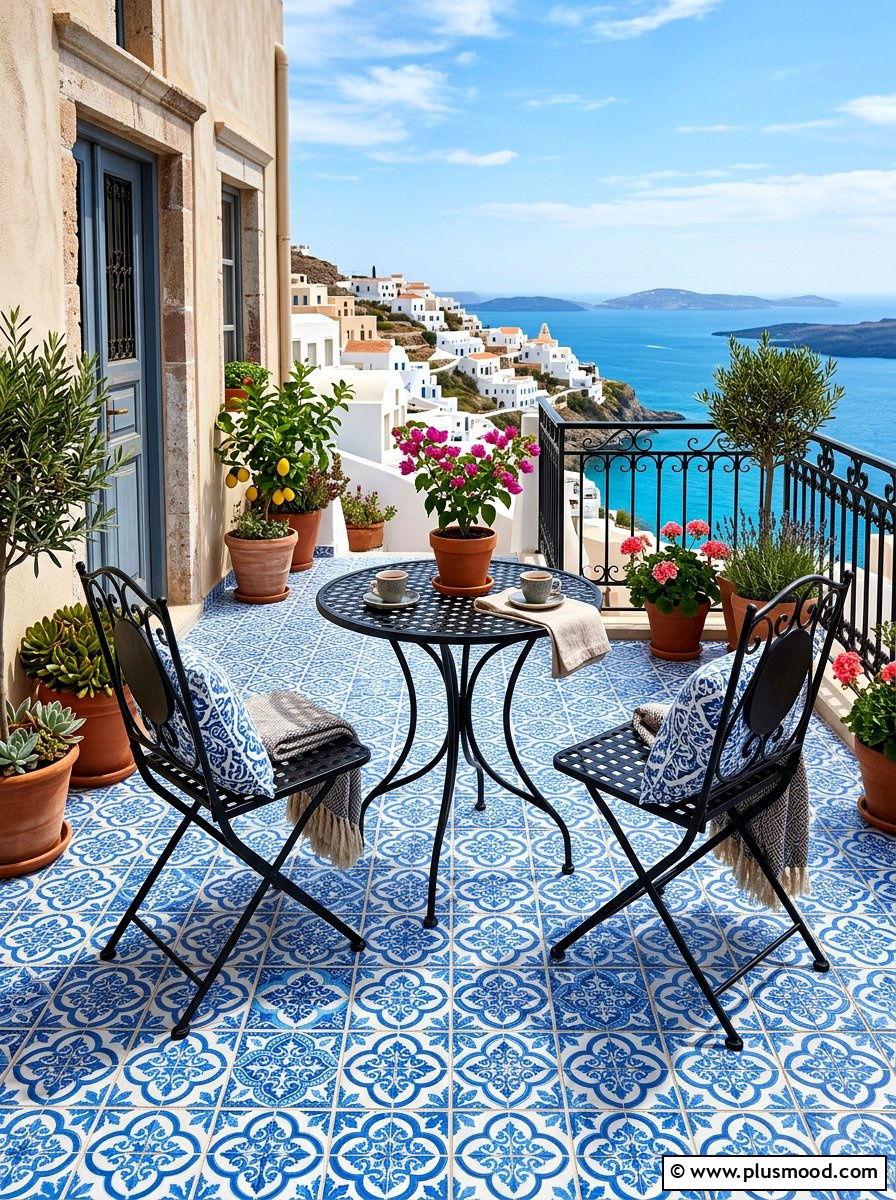 Patterned outdoor tiles - 25 summer colorful balcony ideas