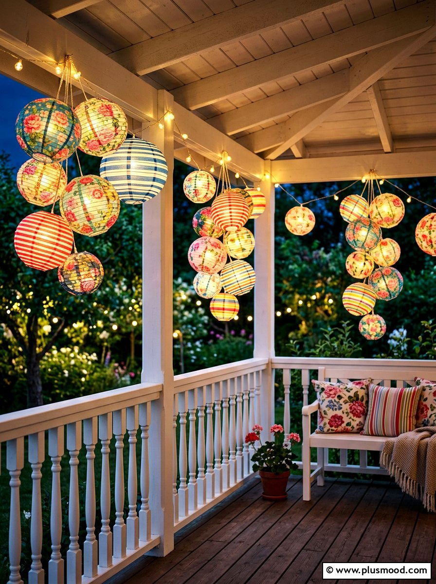 Patterned paper lantern - 25 summer lantern ideas for front porch