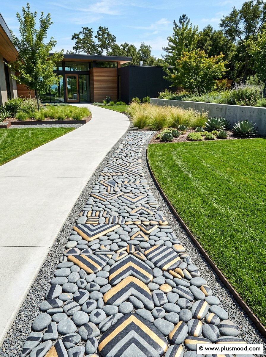Patterned rocks - 25 painted rock ideas for outdoor decor