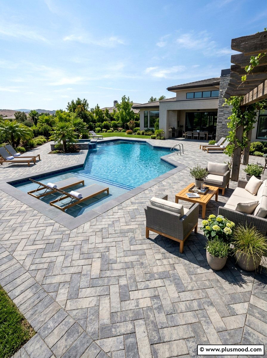 Paver stones for pool patio - 25 pool landscaping ideas for inground pools