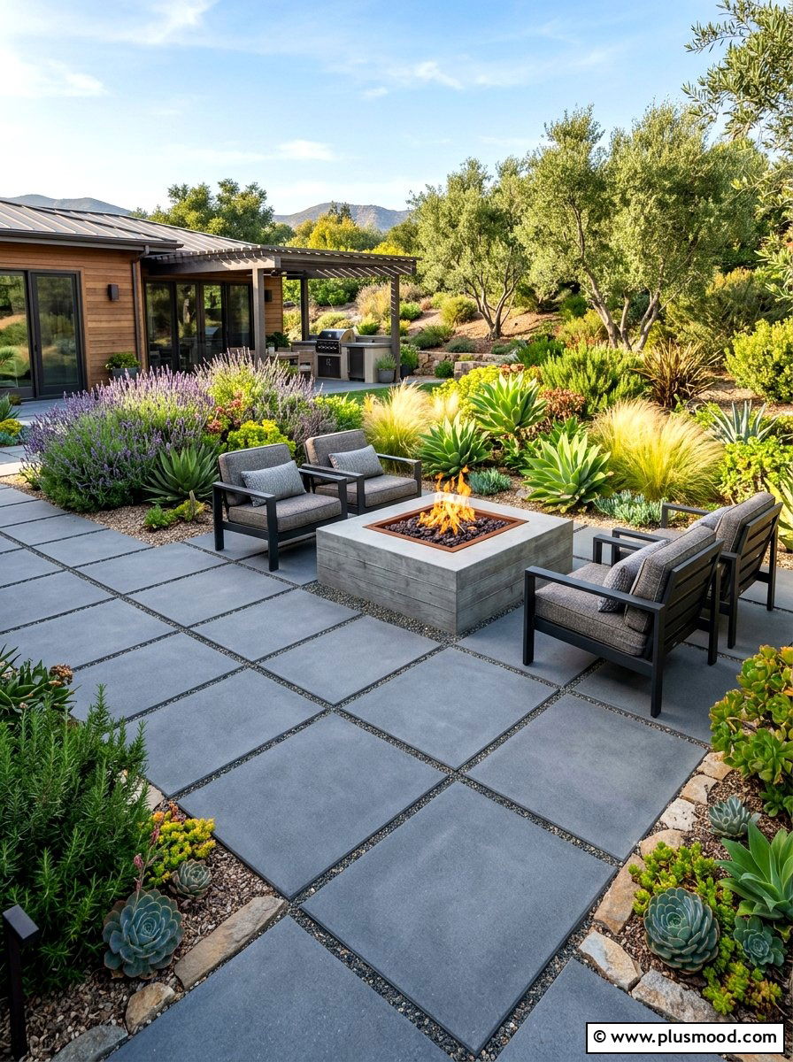 Paving Stone Patio - 25 summer drought tolerant landscaping ideas