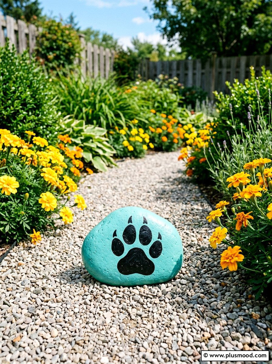 Paw Print Painted Rock - 25 painted rock ideas with dogs