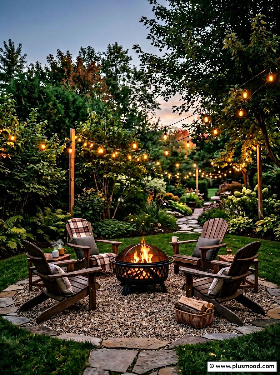 Pea Gravel Fire Pit - 25 small backyard ideas with garden