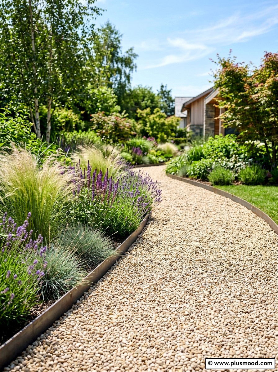 Pea Gravel Path - 25 small backyard ideas with curved path