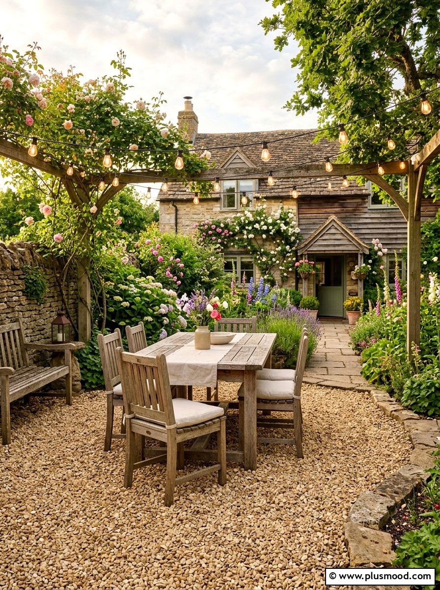 Pea Gravel Patio - 25 small backyard ideas with patio