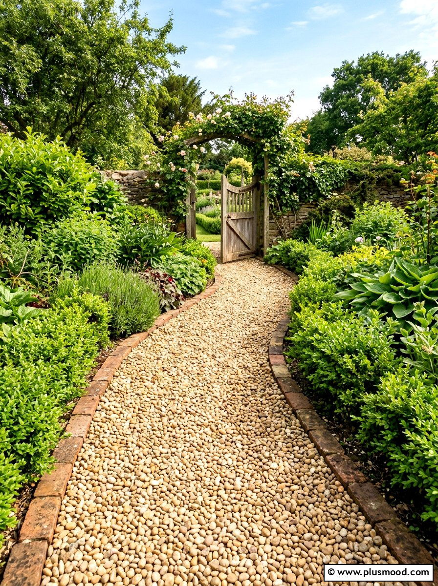 Pea Stone Walkway - 25 small backyard ideas low maintenance