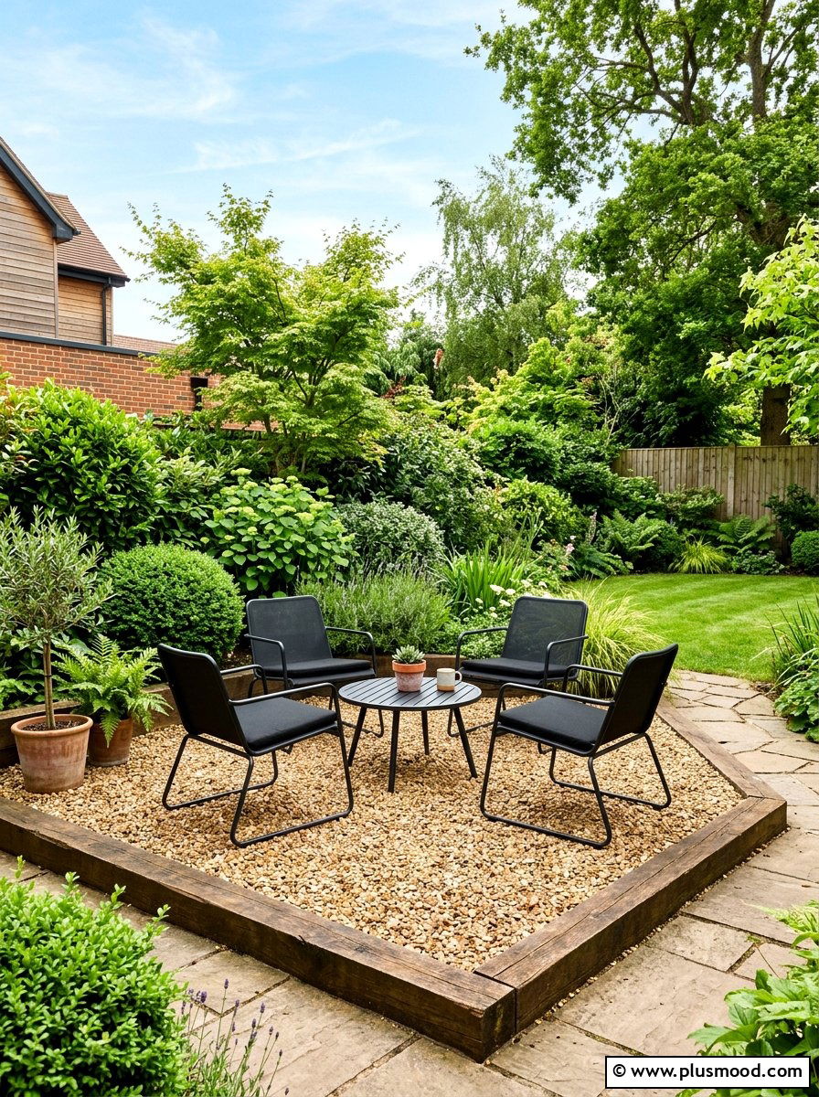 Pea gravel patio - 25 small backyard ideas on a budget