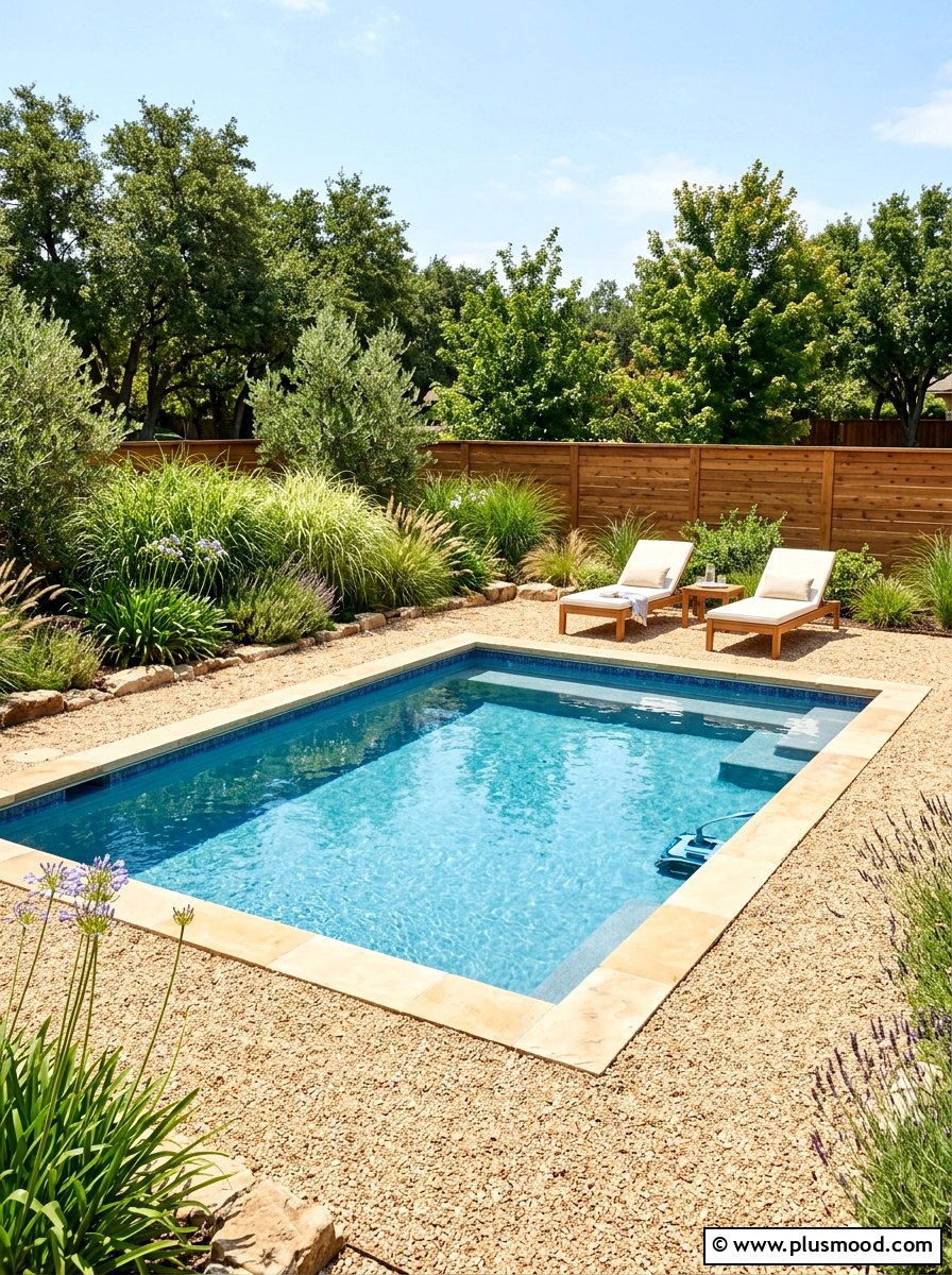Pea gravel pool surround - 25 pool landscaping ideas with gravel