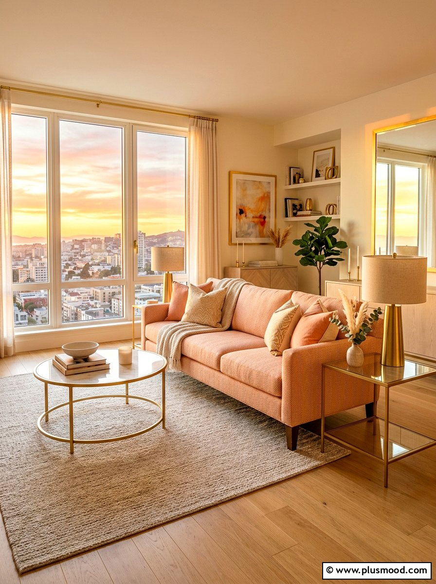 Peach Color Living Room - 25 summer sofa styling ideas