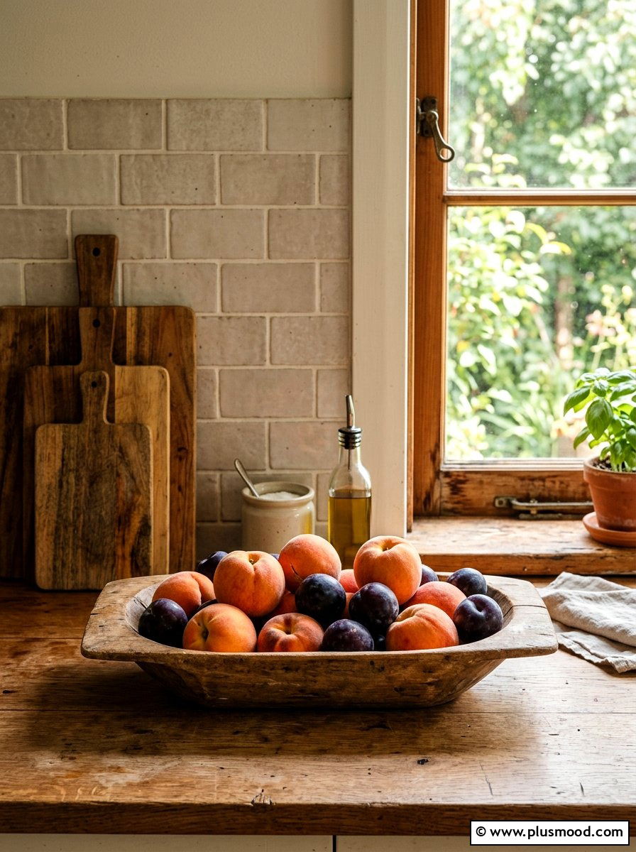 Peach Harvest Countertop Display - 25 late summer kitchen decor ideas