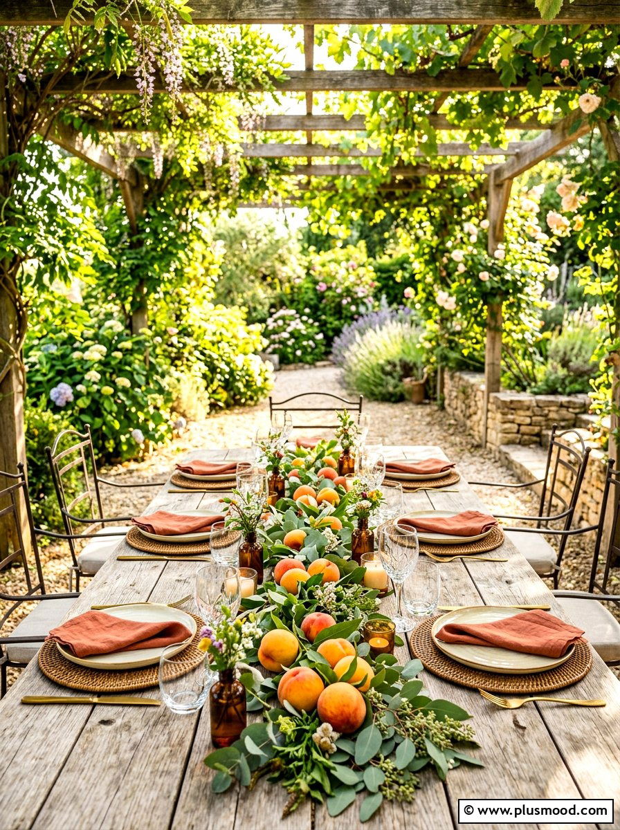 Peach Table Garland - 25 late summer centerpiece ideas
