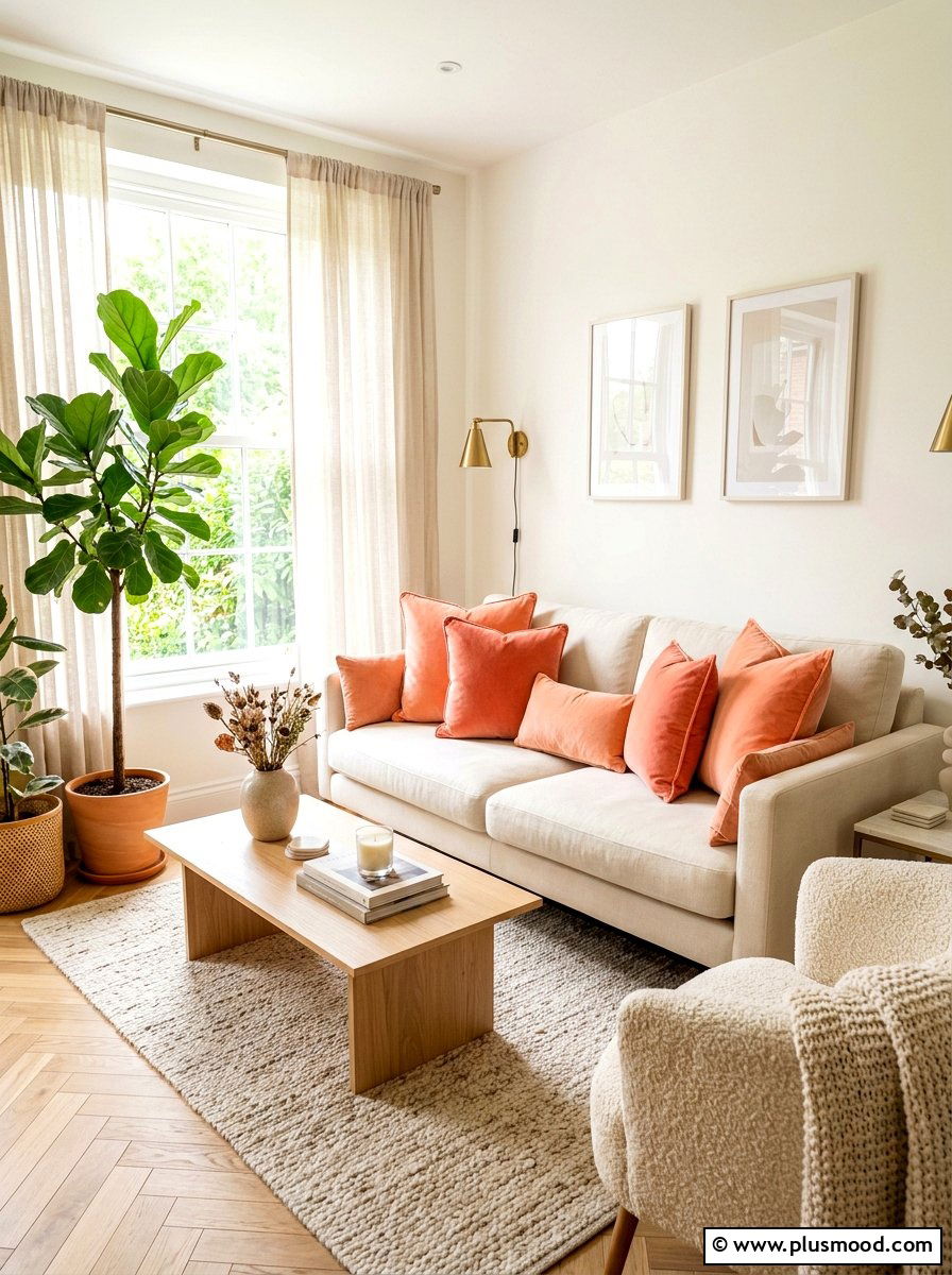 Peach fuzz velvet throw pillows - 25 summer throw pillow ideas for living room