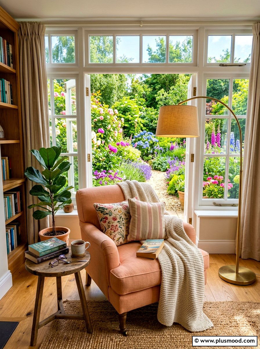 Peach reading nook - 25 late summer decor ideas