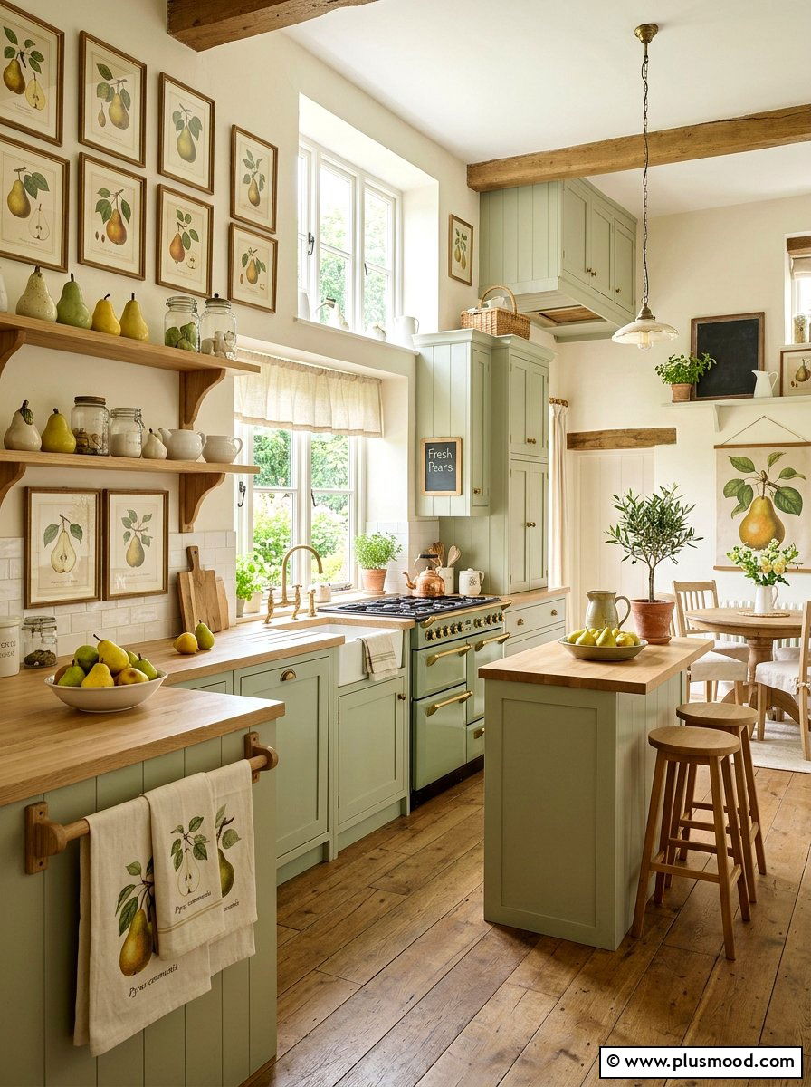 Pear botanical kitchen - 25 summer fruit themed kitchen decor ideas