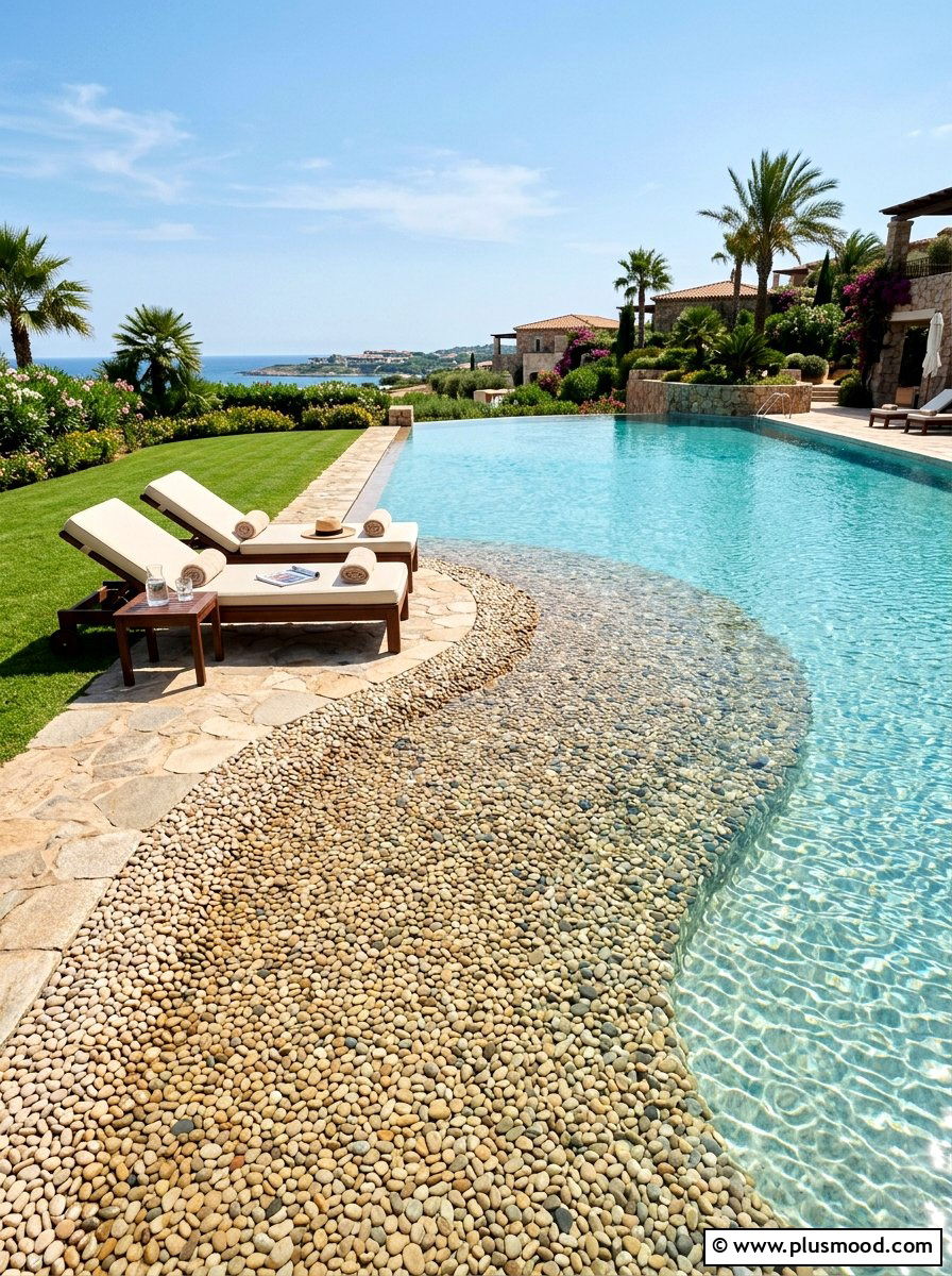 Pebble Beach Entry - 25 pool landscaping ideas with rocks