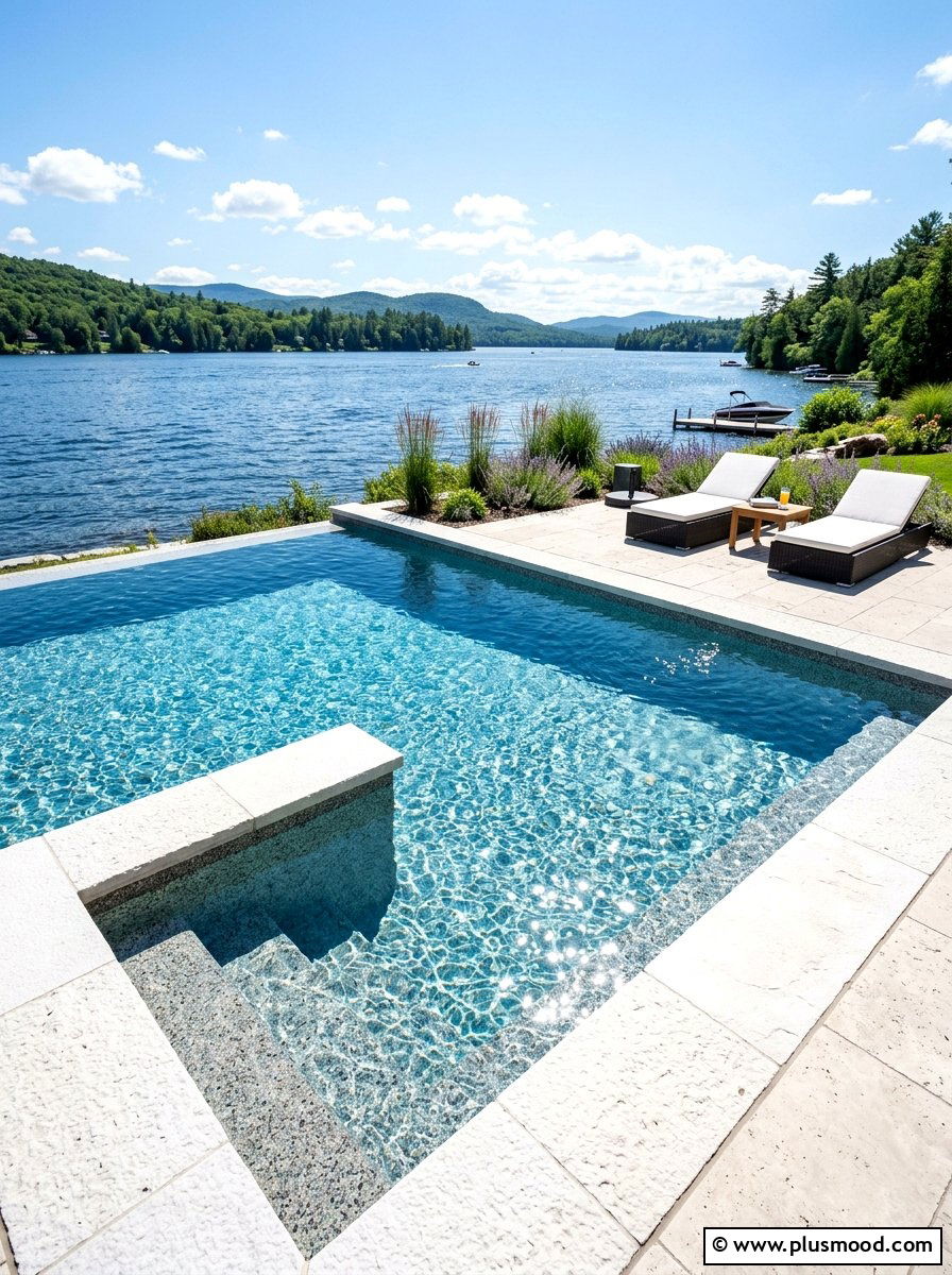 Pebble Finish Lakefront Pool - 25 pool landscaping ideas for lakefront homes