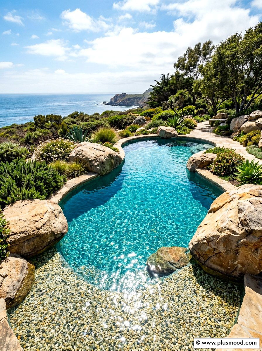 Pebble Finish Pool Surface - 25 summer coastal pool area ideas