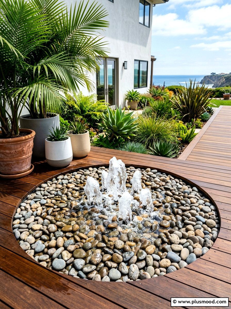 Pebble Fountain Basin - 25 summer fountain ideas for backyard