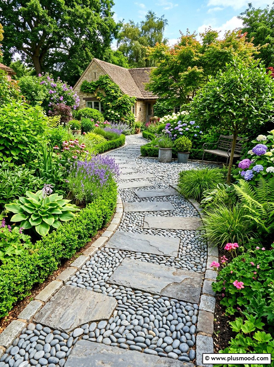 Pebble Stone Path - 25 summer small yard ideas for summer