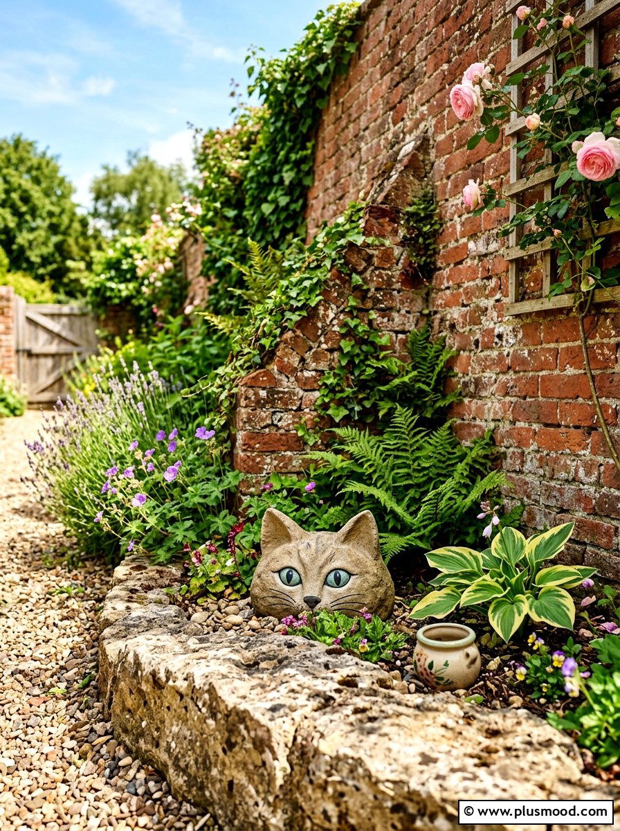 Peeking Cat Rock - 25 painted rock ideas with cats