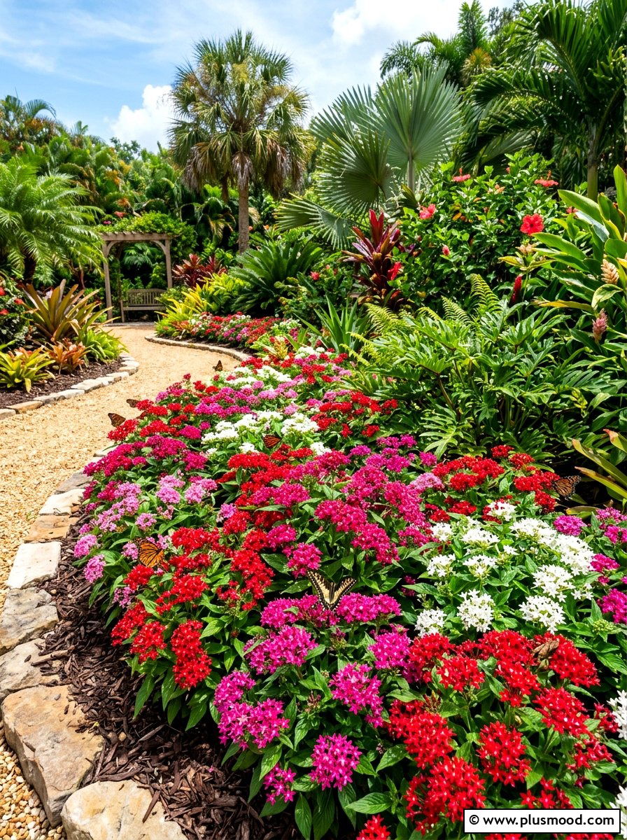 Pentas Butterfly Garden - 25 summer pollinator garden ideas