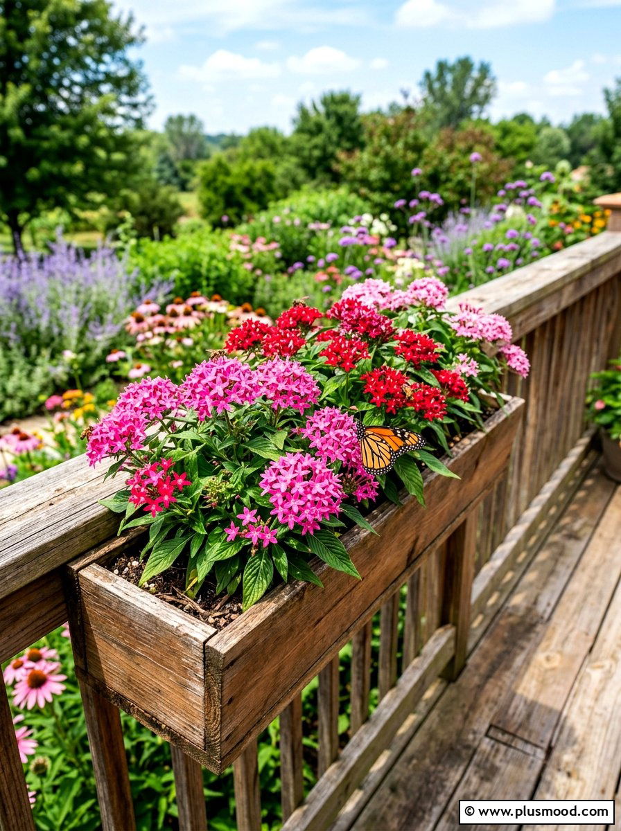 Pentas Pollinator Flower Box - 25 summer container flower ideas