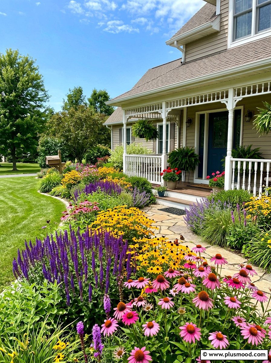 Perennial Garden Border - 25 summer front porch landscaping ideas