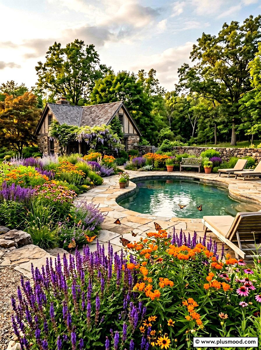 Perennial Pollinator Garden - 25 pool landscaping ideas for Florida homes