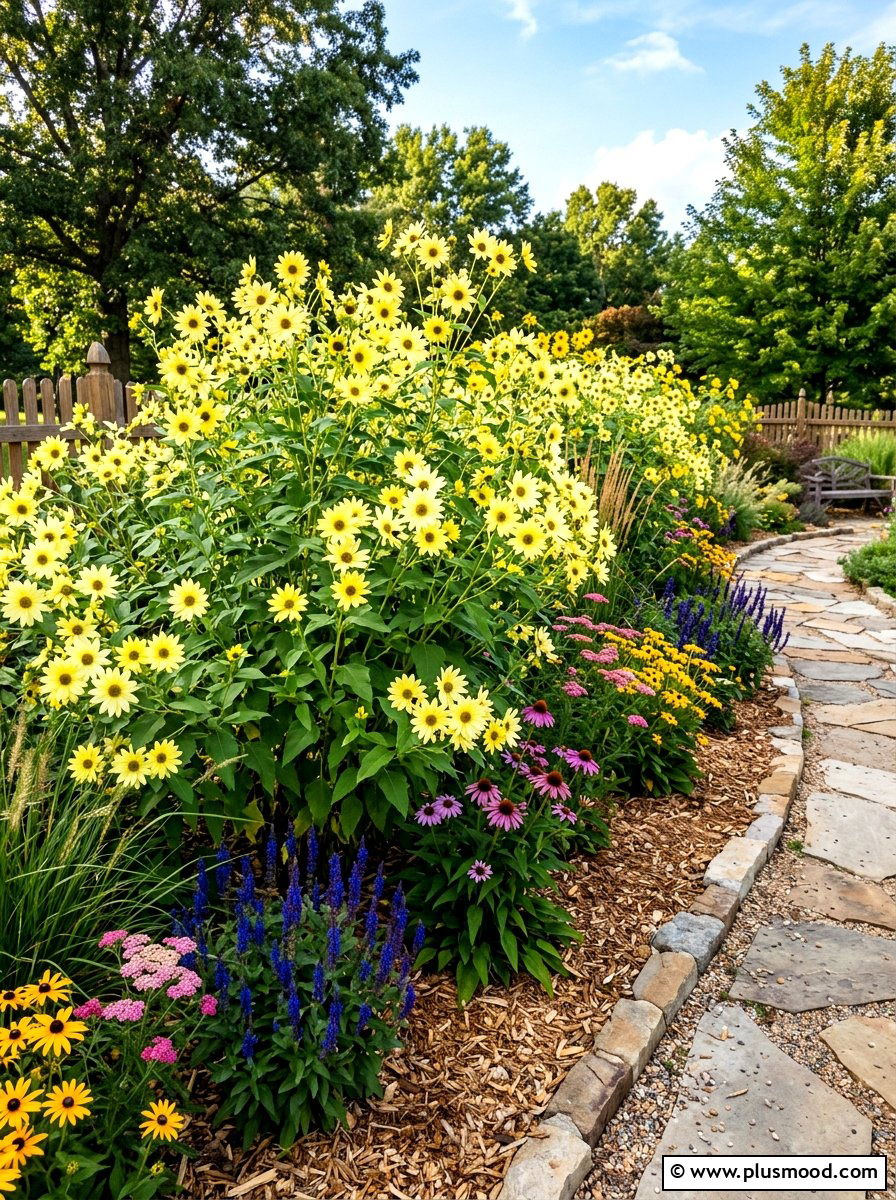 Perennial Sunflower Bed - 25 summer sunflower garden ideas