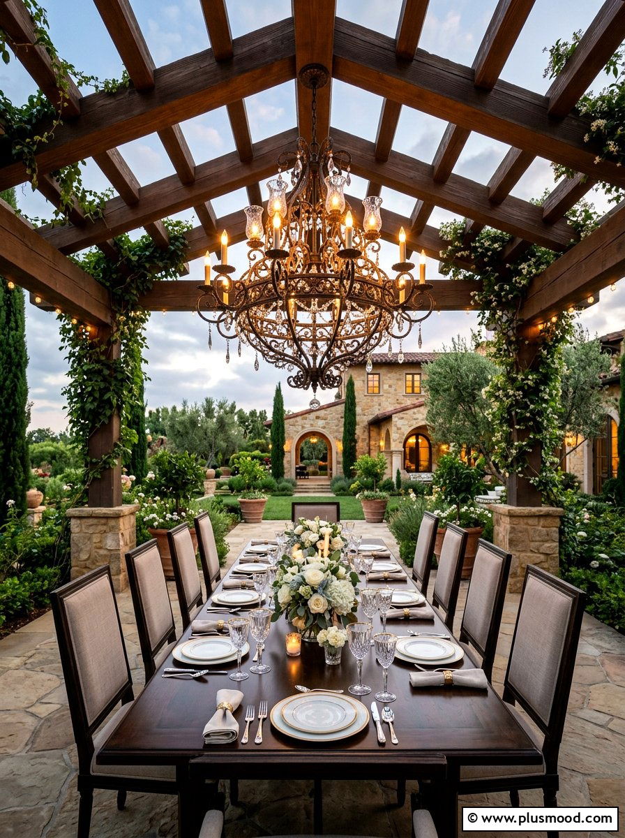 Pergola Chandeliers - 25 summer patio lighting ideas