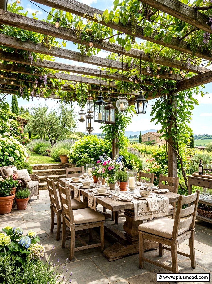 Pergola Dining Space - 25 summer patio party ideas