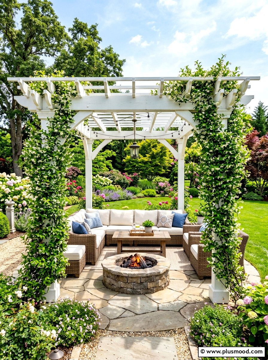 Pergola Fire Pit Area - 25 summer backyard fire pit ideas