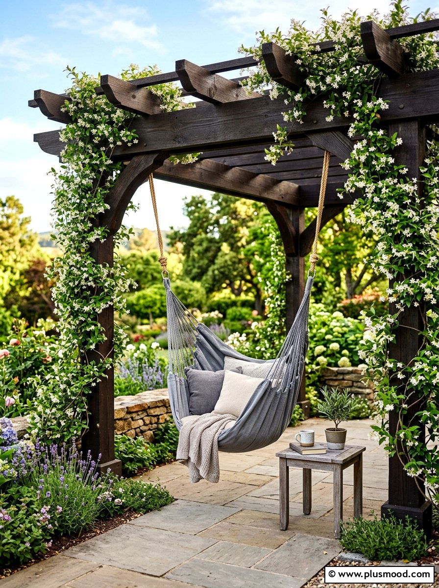 Pergola Hammock Swing - 25 summer backyard hammock ideas