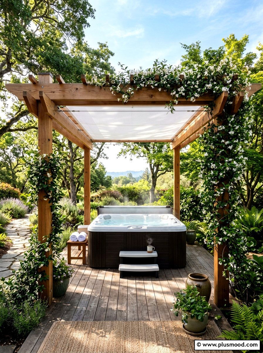 Pergola Hot Tub Cover - 25 summer hot tub patio ideas