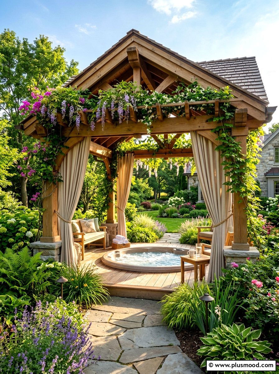 Pergola Hot Tub Enclosure - 25 summer backyard spa ideas