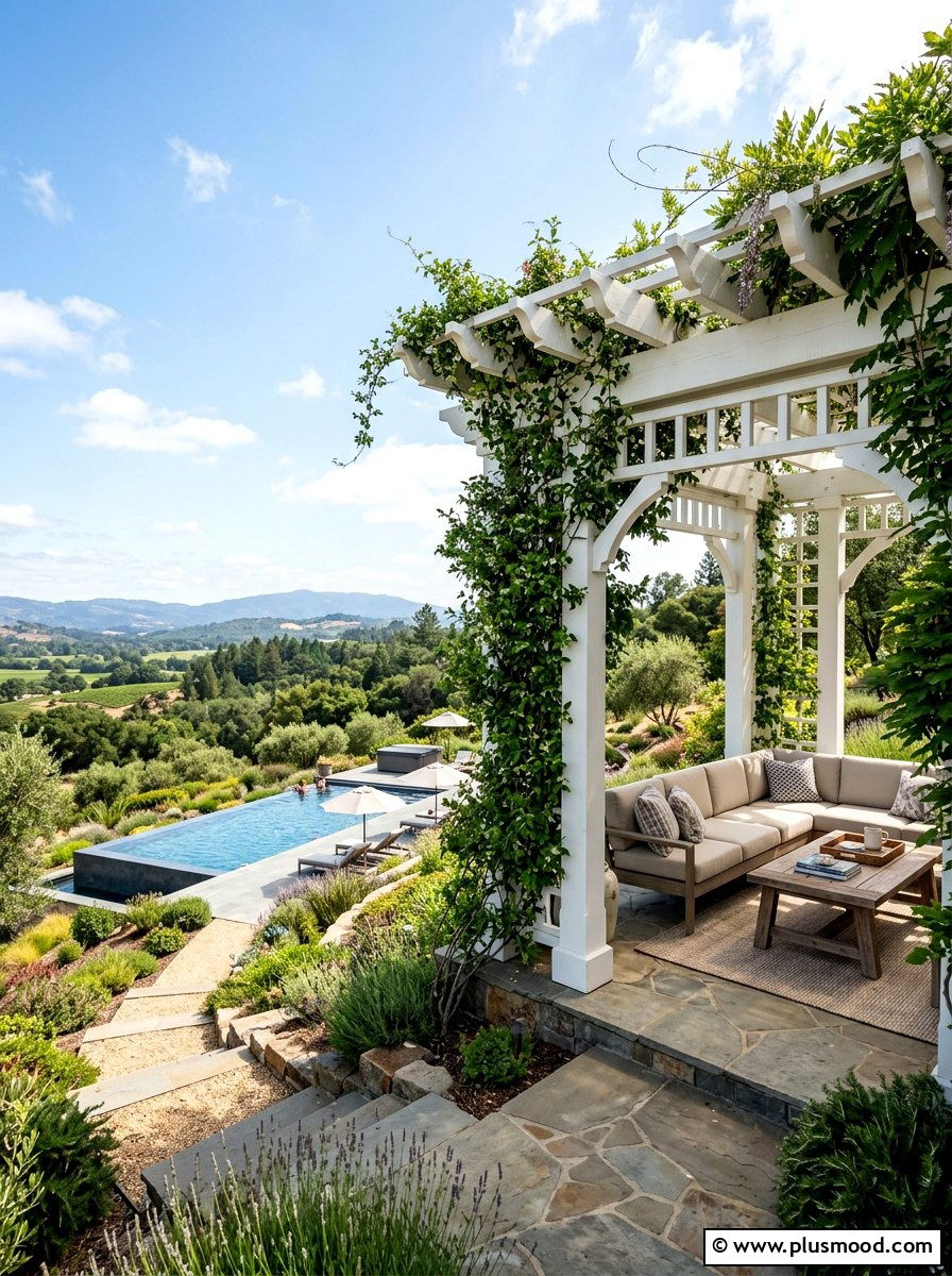 Pergola On High Ground - 25 pool landscaping ideas for sloped yards