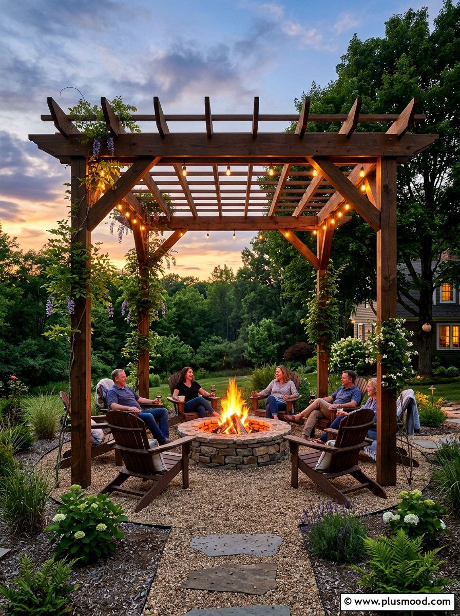 Pergola Over Fire Pit - 25 small backyard ideas with pergola