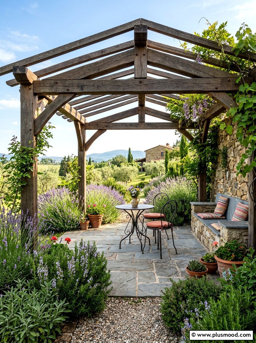 Pergola Over Stone Patio - 25 small backyard ideas with pergola