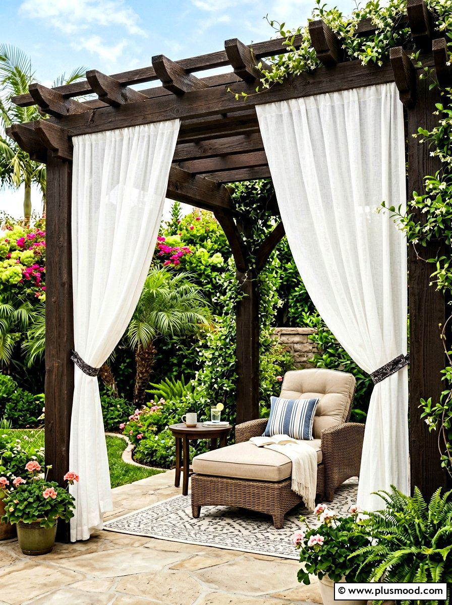 Pergola Privacy Curtains - 25 summer entertaining patio ideas