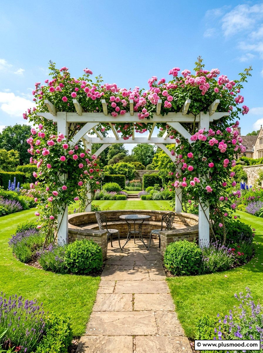 Pergola With Climbing Roses - 25 summer privacy landscaping ideas