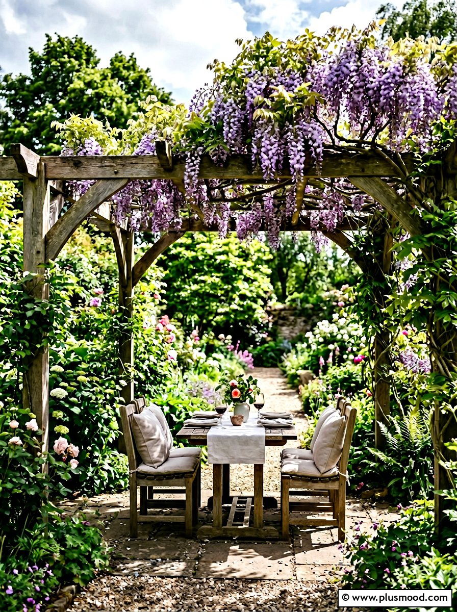 Pergola With Climbing Vines - 25 small backyard ideas with garden