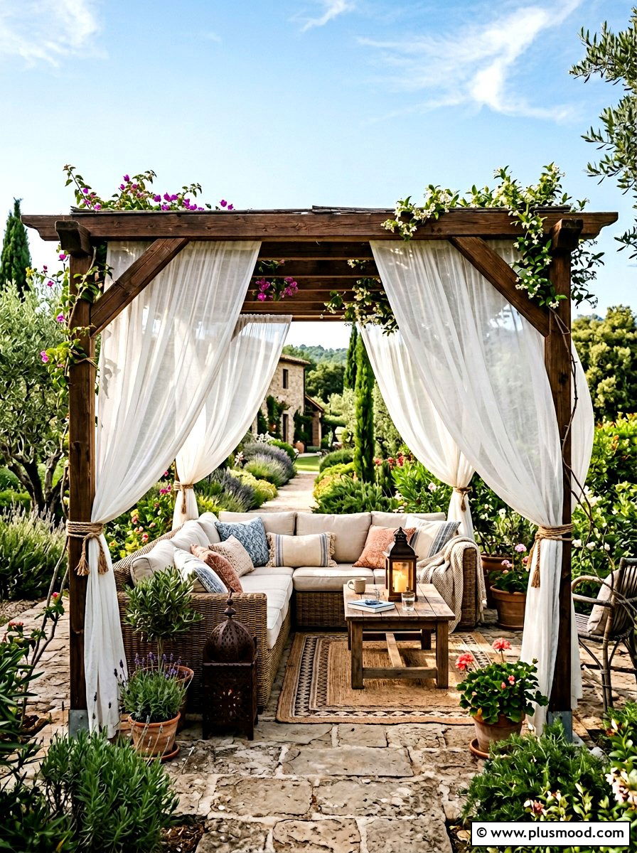 Pergola With Curtains - 25 summer patio ideas for hot weather