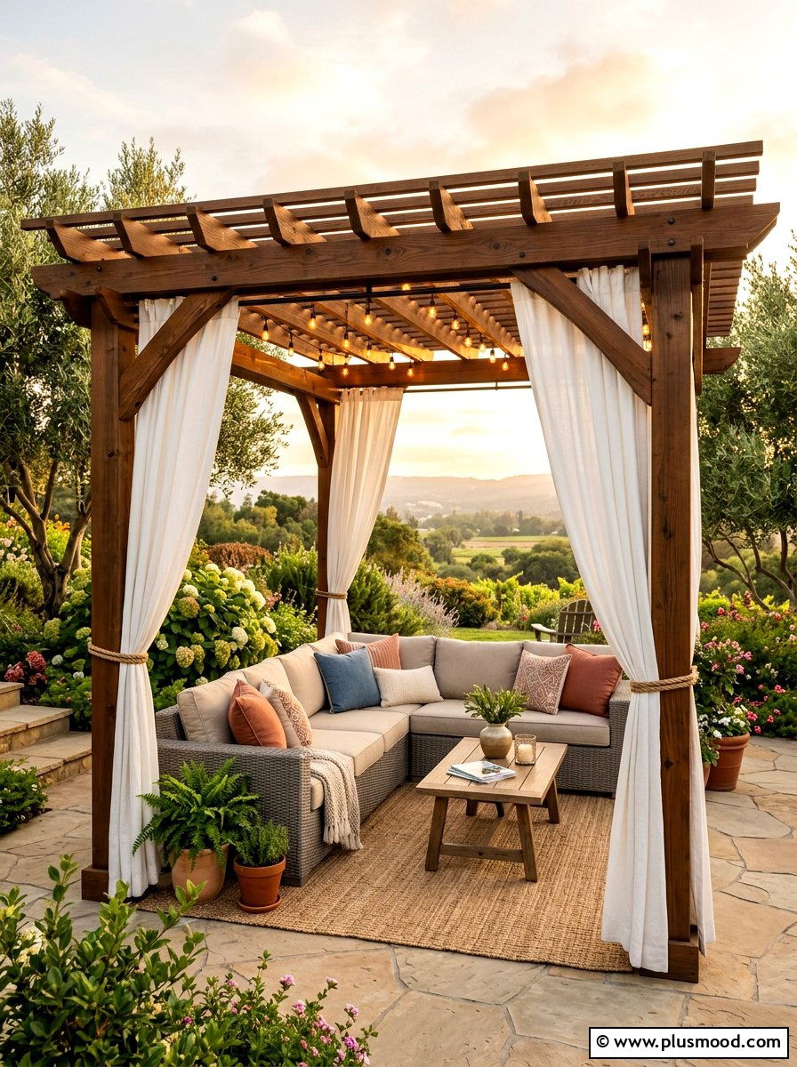 Pergola With Outdoor Curtains - 25 small backyard ideas for privacy