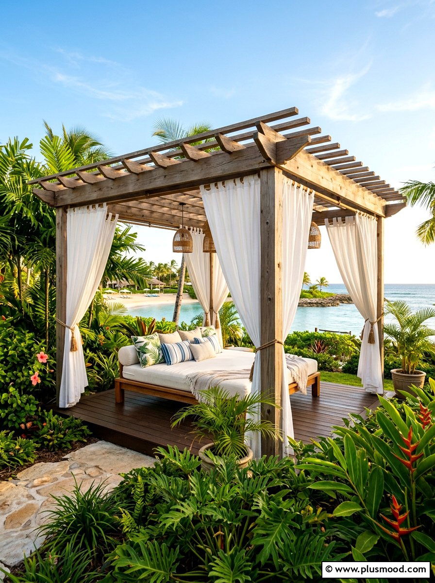 Pergola With Outdoor Curtains - 25 small backyard ideas with pergola