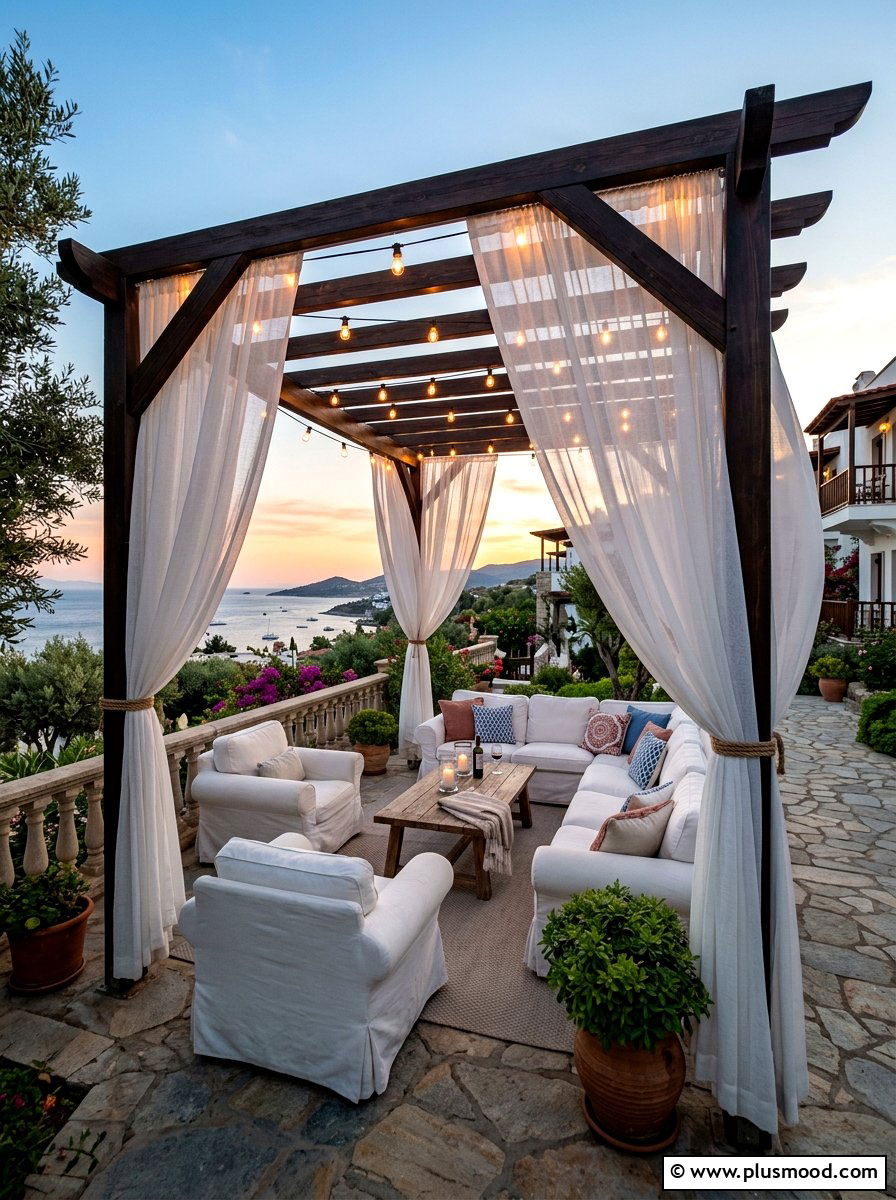 Pergola With Outdoor Curtains - 25 summer patio pergola ideas