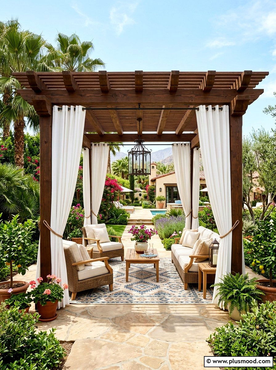 Pergola With Privacy Curtains - 25 small backyard ideas with privacy fence