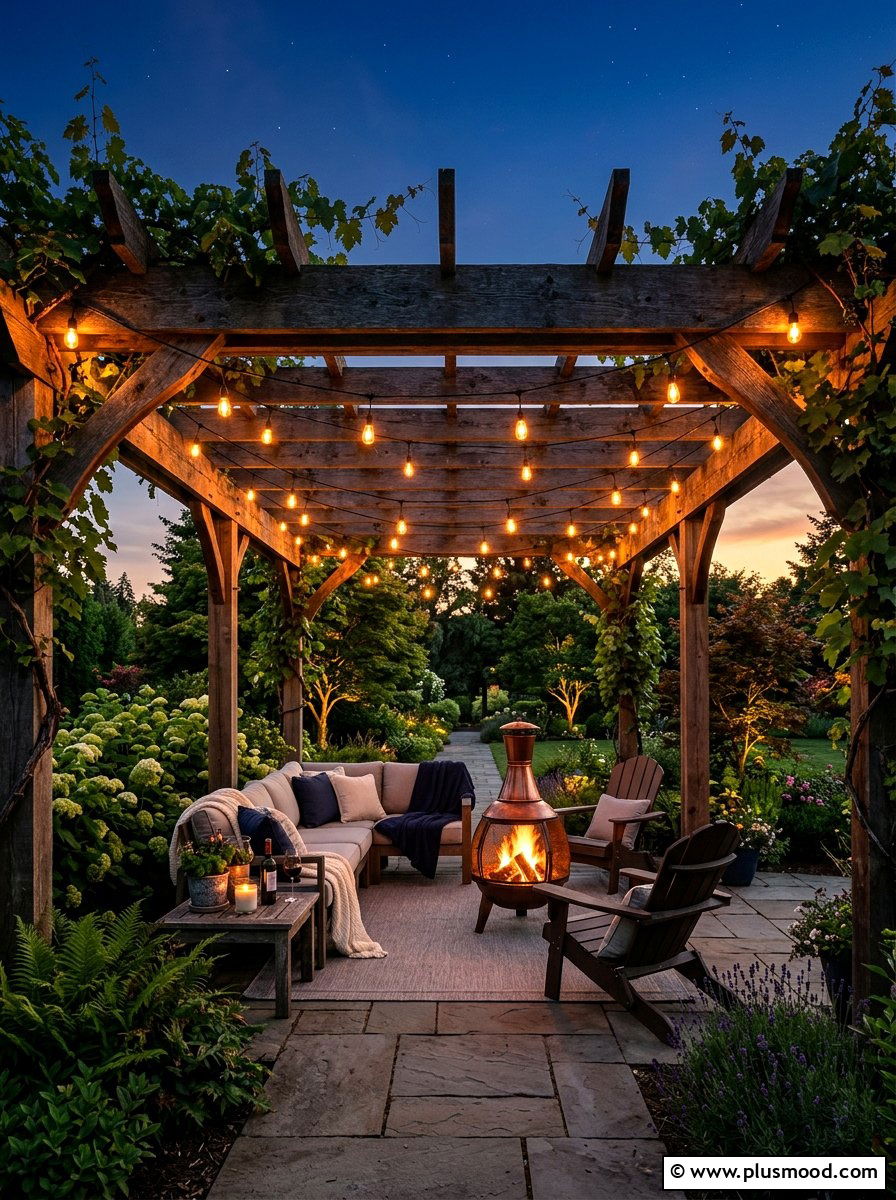 Pergola With String Lights - 25 summer patio pergola ideas