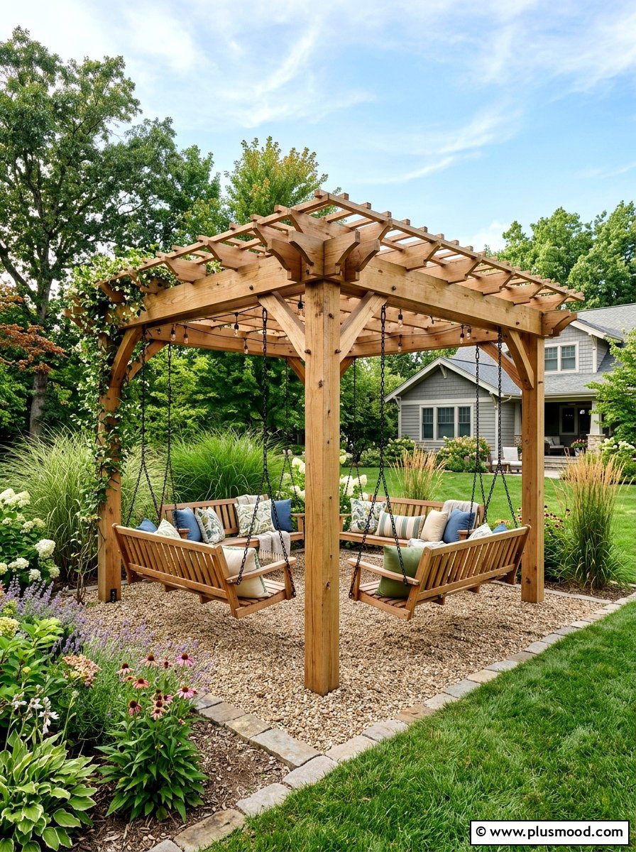 Pergola With Swings - 25 small backyard ideas with pergola