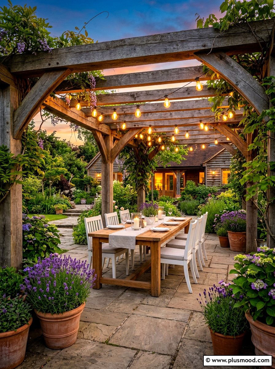 Pergola string lights - 25 summer patio ideas with string lights